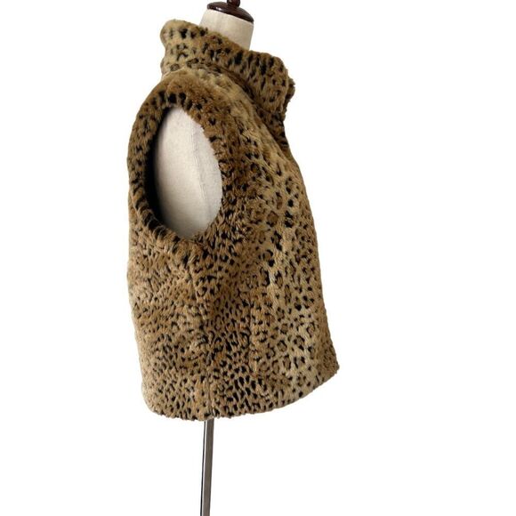Vintage Cheetah Animal Print Faux Fur Zip front Vest - Picture 5 of 5
